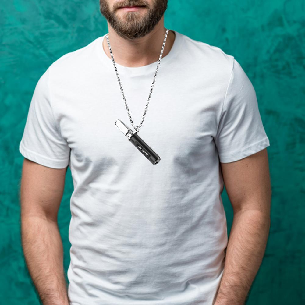 Breathing Resistance Whistle Necklace Meditation Whistle Necklace Anxiety Breathing Necklace Meditation Jewelry for Adults nero