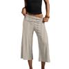 Pantaloni Corti da Donna a Vita Pieghevole Fondo Svasato Pantaloni da Tuta a Vita Pieghevole Bassi Yoga Elasticizzati Casual Gamba Larga Pantaloni da Tuta