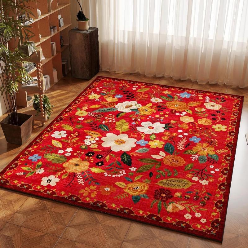 Bohemian Flannel Area Rug Non-Slip Living Room Carpet Vintage Pattern Floor Mat for Cozy Bedroom Home Decor Its Very Beautiful