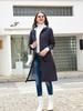 Oversized Long Casual Windbreaker for Women, Waterproof, Hooded, Solid Color Top, Striped Lining, Straight Cut Jacket