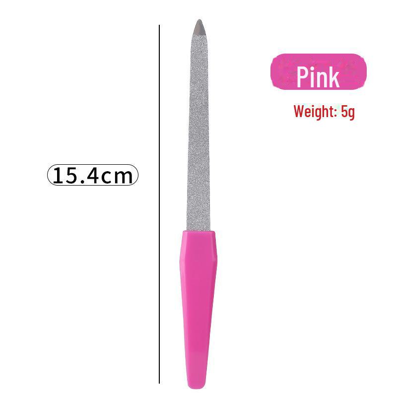 

Двусторонняя пилочка для ногтей и вилка для кутикулы из нержавеющей стали Маникюрный инструмент 15.4cm розовый