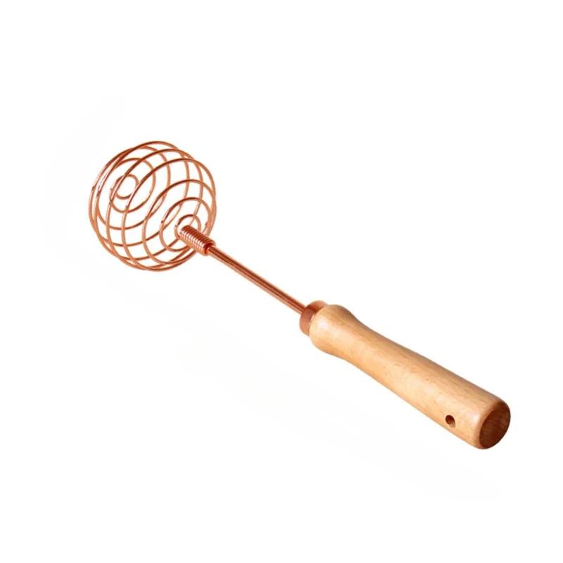 

Egg Tools Kitchen Gadgets Stainless Steel Wire Rose Gold Beech Handle Spiral Whisk Cream Beater Stirrer Kitchen Tool
