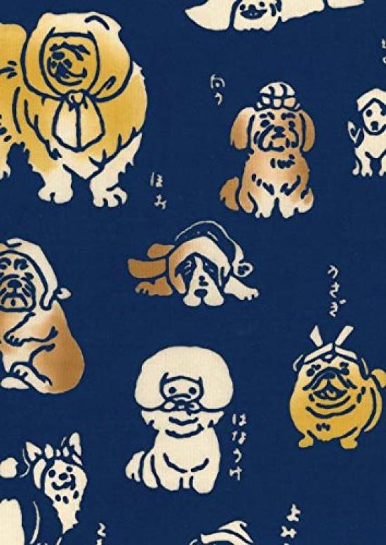 Tenugui Hand Cotton Made in Japan Dog Pattern Niwa-zome (Japanese Towel) - Chū-sen (Dyed) - 100% - -