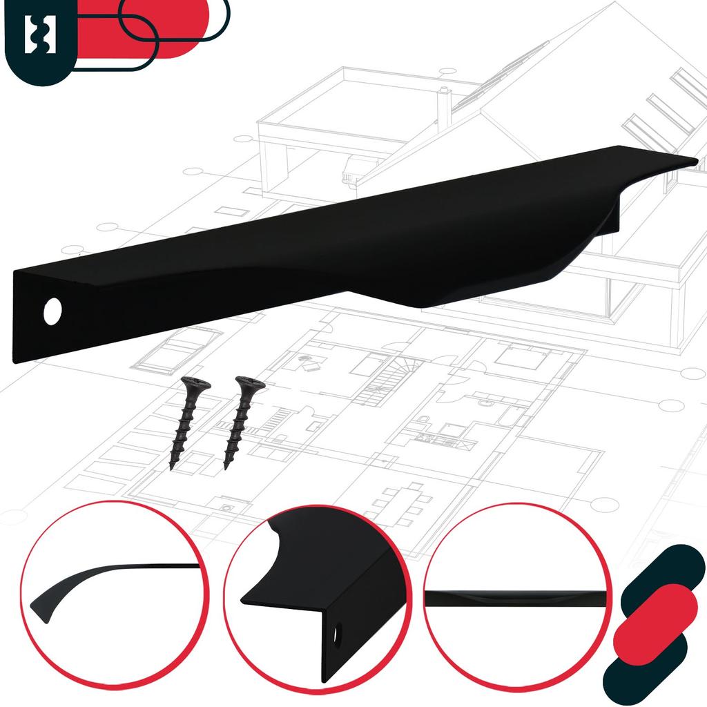 Kotarbau® Modern Edge Furniture Handle Aluminum Matte Black 160 / 180 Mm Set Of 2