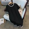 Plus Size Slimming Mid-Length Loose Dress for Women - Round Neck, Sizes 200/300/350 Jin, Style 7117