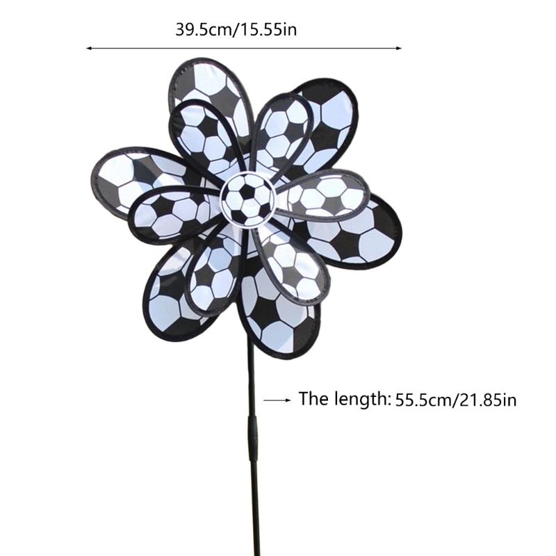 Lawn Decoration Spinner Two Layer Pinwheels with Stakes Eye Catching for Garden