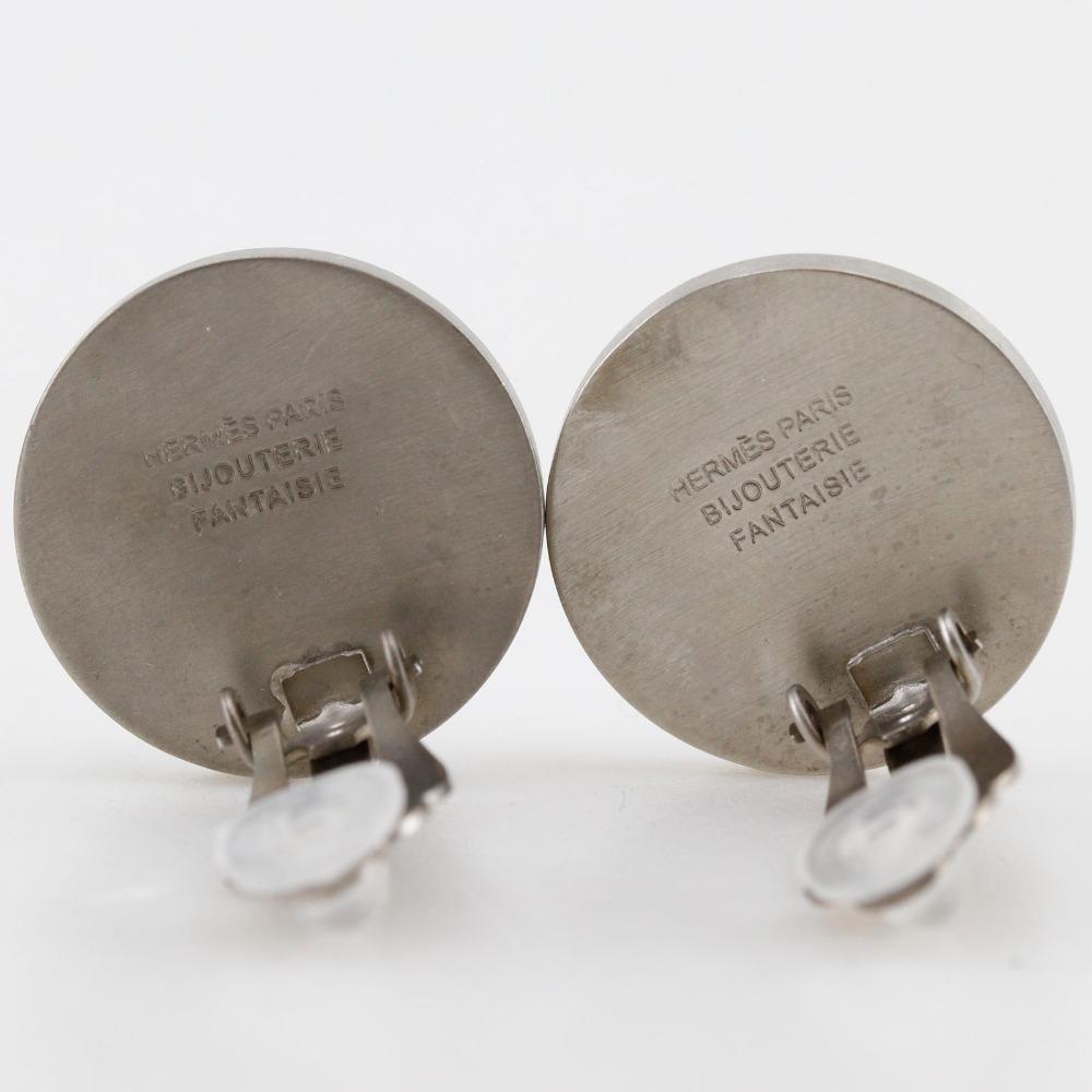 HERMES Ceria Earring BIJOUTERIE FANTAISIE vintage Silver metallic/shell 12g Women Used