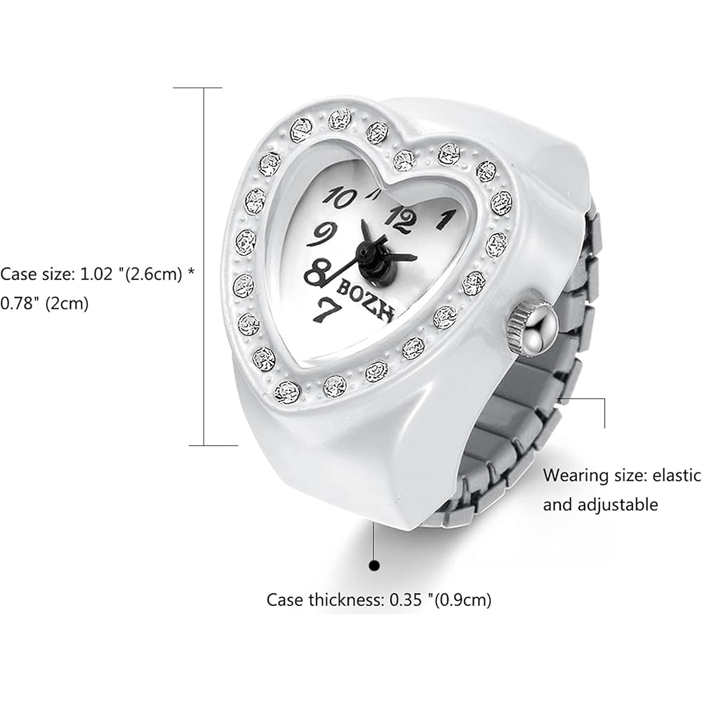 Jewelrywe Ring Watch Waterproof Business Fashion Quartz Sports Stainless Steel Flip-Up Cover Numeric Dial