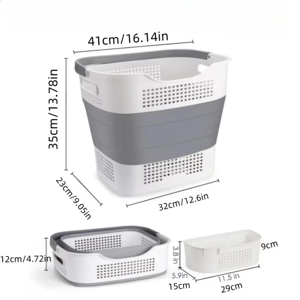 Folding Dirty Clothes Basket Plastic Material Clothing Basket Hollow Out Laundry Box with A Handle High-capacity Clothes Baskets