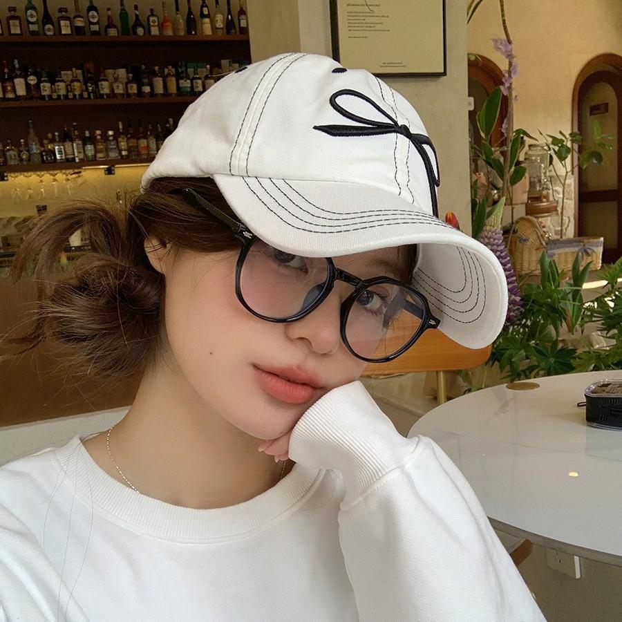 Bowknot Stylish Embroidered Baseball Cap For Women Adjustable Soft Top Spring Summer