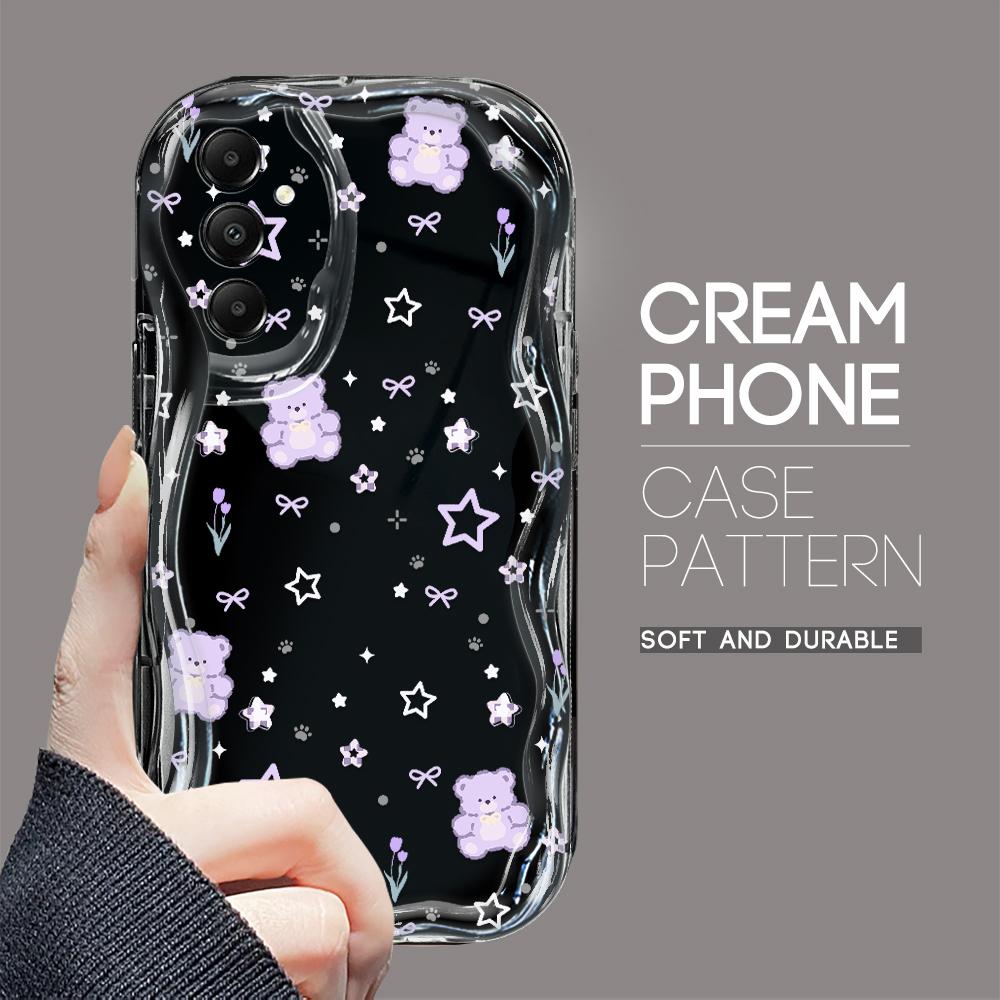 

Милый мультяшный узор, кремовая текстура, мягкий силиконовый чехол с волнистыми краями, чехол для телефона Samsung Samsung A52 чёрный