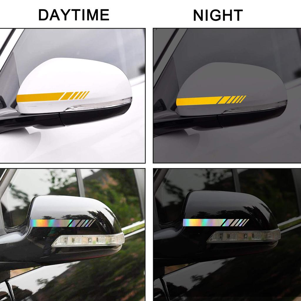 TOMALL 6pcs Rearview Mirror Car Stickers Reflective Stripes Car Mirror Decal Decoration DIY Personalization Waterproof Car Side Decal for Automotive