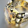 Anello da uomo Gioielli vintage Regalo Anello da dito intagliato intarsiato con strass in rame per la vita quotidiana