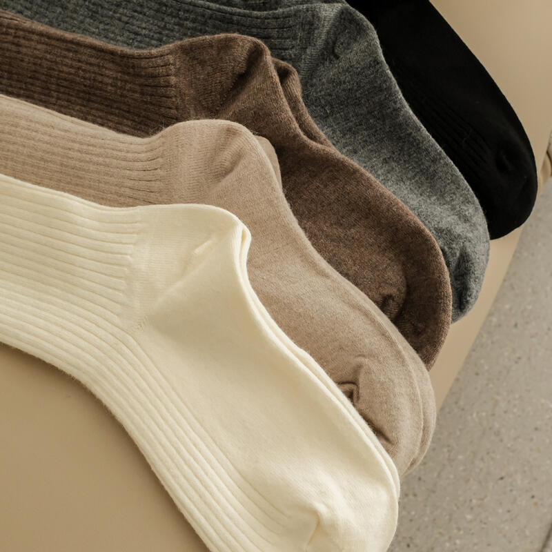 Winter fleece slim fit leg warmer vertical striped knee socks 5 colors ivory