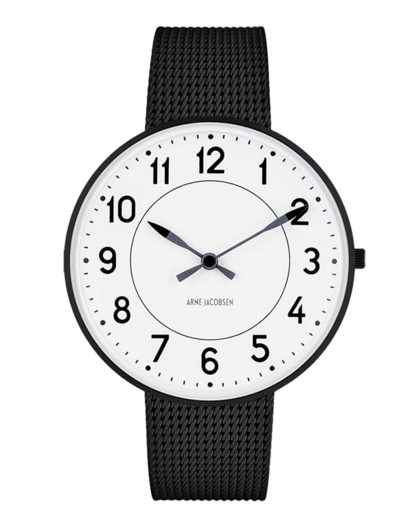 

ARNE JACOBSEN Watch 40mm Scandinavian Design Daily Waterproof Design without Second STATION White Black Mesh Belt (Quiet Hand) 53412-2010 чорний