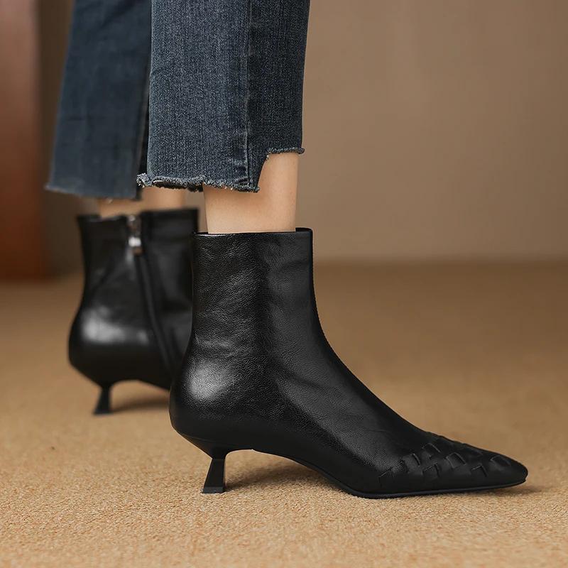 Fashion 2024 New Autumn Women Boot Short Boots Fashion Pointed Toe Ankle Boots Thin Heels High Heels Winter Modern Ladies Shoes