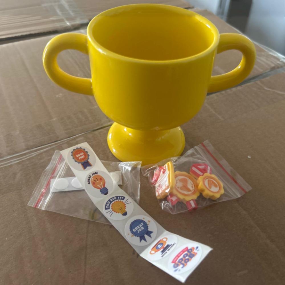 Cute Trophy Ice Cream Cup Champion Theme Yogurt Cup Multifunctional Ceramic Cup  Children s Party Ceramic