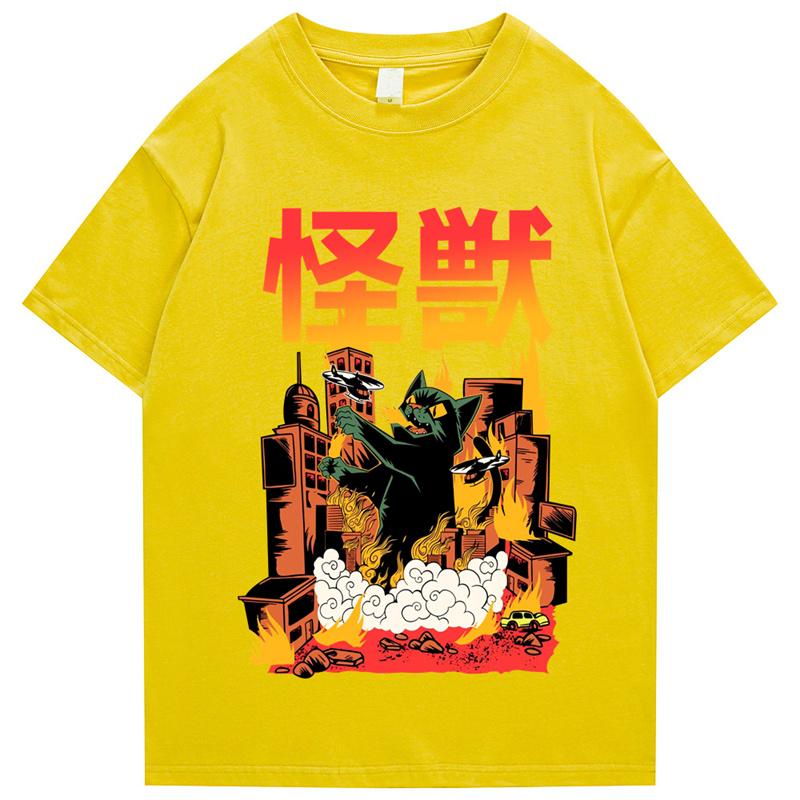 2026 Unisexs Hip Hop Tshirt Street Apparel Japanese Monster Harajuku Retro Poster Print Tshirt Summer Casual Short Sleeve Top