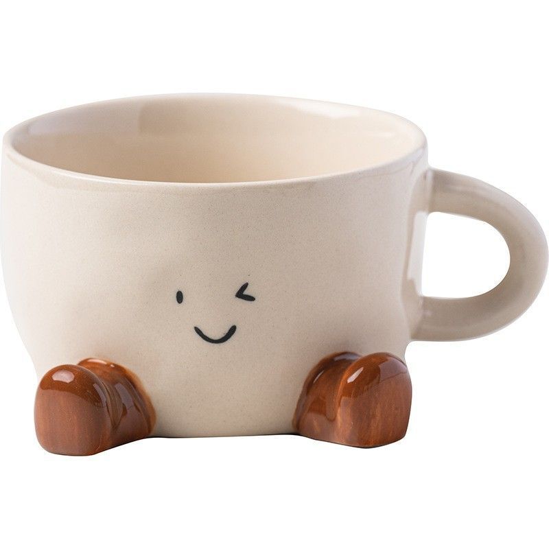 Schattige Voetvormige Keramische Mok, Onderglazuur Kleur Cartoon Waterbeker, Niche Creatieve Koffiekop Voor Dagelijks Gebruik Thuis 300ml