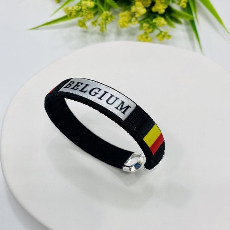 Stylish Country Flag Alloy Bracelet Football Fan Bracelet Country Flag Wristband Alloy Texture Perfect for Football Fan