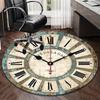 Vintage Cafe Clock Design round carpet Chair cushion Round Entryway Rug, Soft Round Rugs for Living Room, Bedroom, Circle Carpet decor gifts