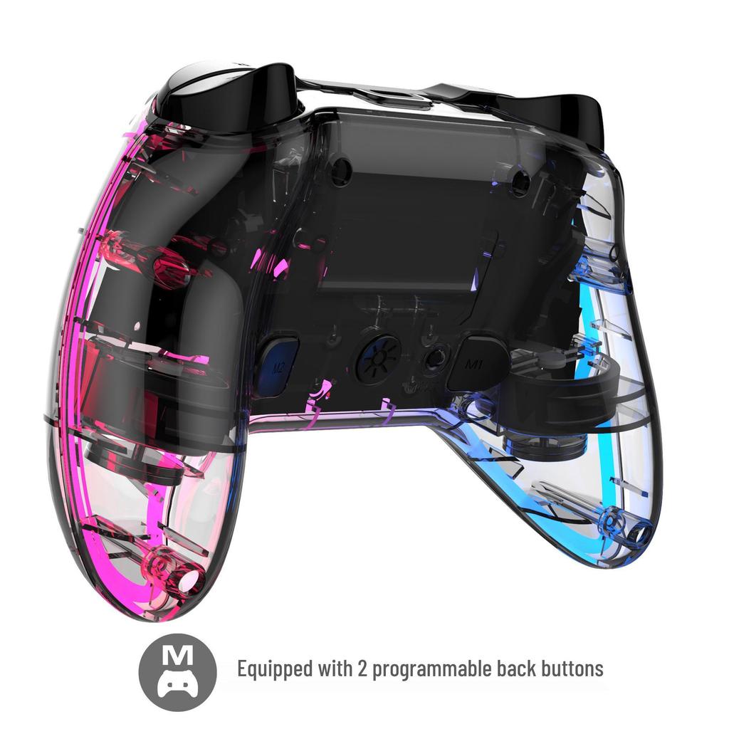 NS/NS2 Wireless Game Controller with Neon RGB Lighting, Rapid Fire, Vibration, Six-Axis, and Original Button Compatibility