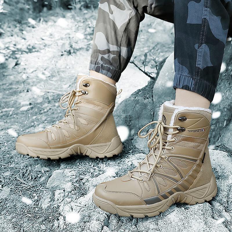 New outdoor high-top hiking shoes fleece wear-resistant cotton shoes light hiking shoes large size snow boots