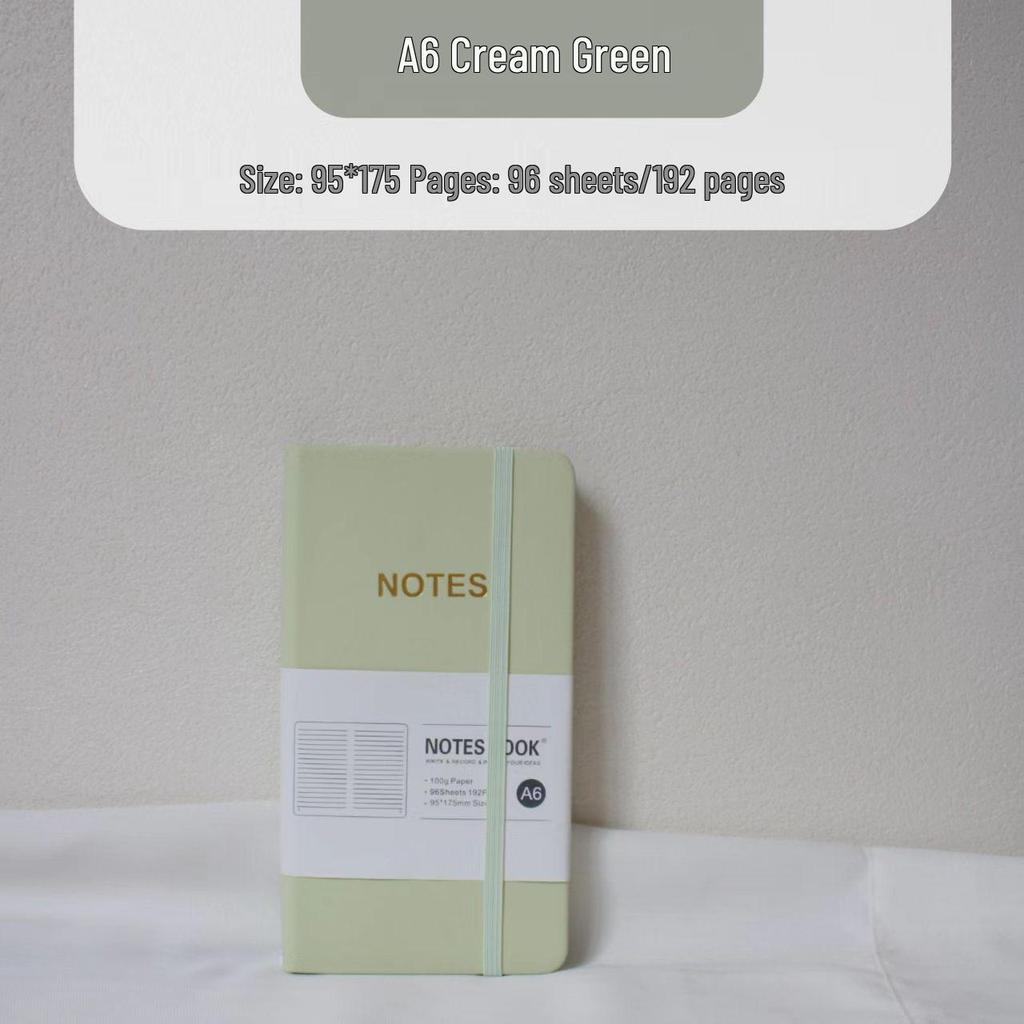 B6 Soft Leather Notebook with Thickened Inner Pages and Binding Strap, Portable Diary