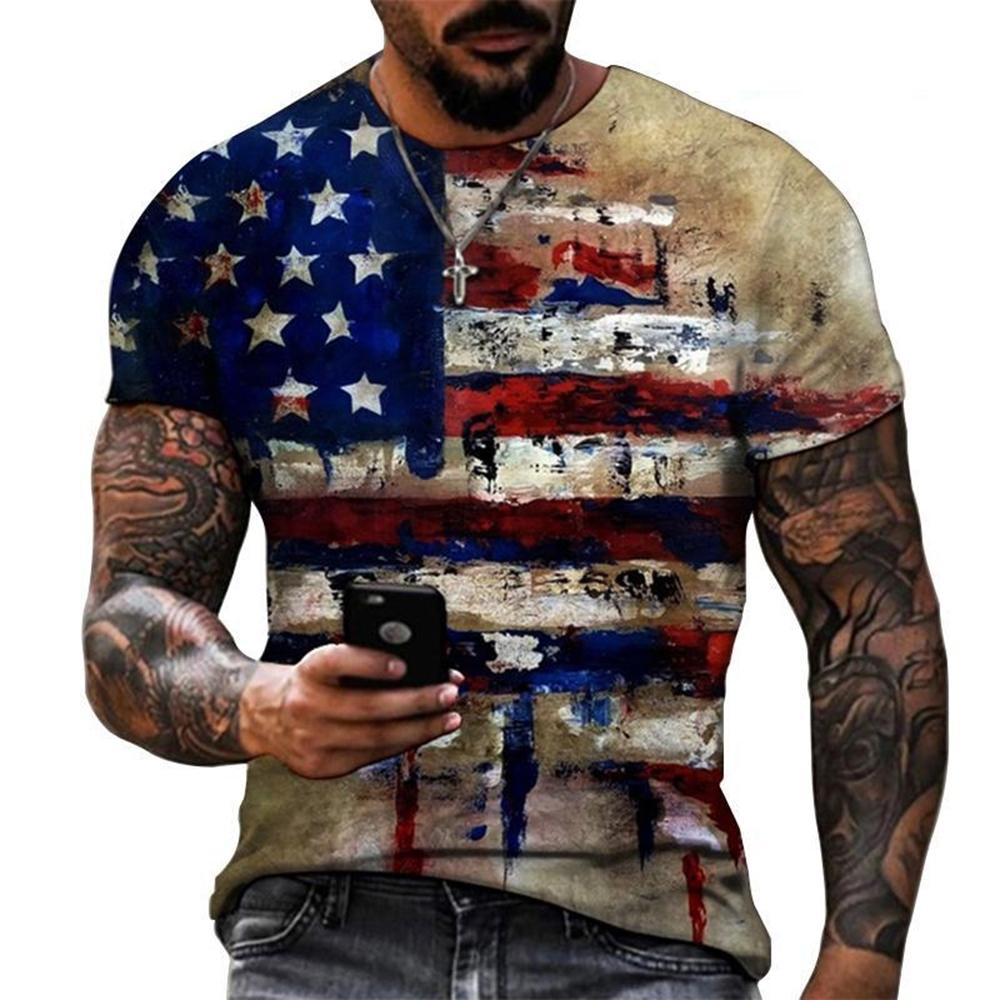 Men Women T-Shirts Star and Stripes Flag Digital Printing Graphic Tees Tops Casual Street Wear 3D Skull Personality T-Shirt Kid