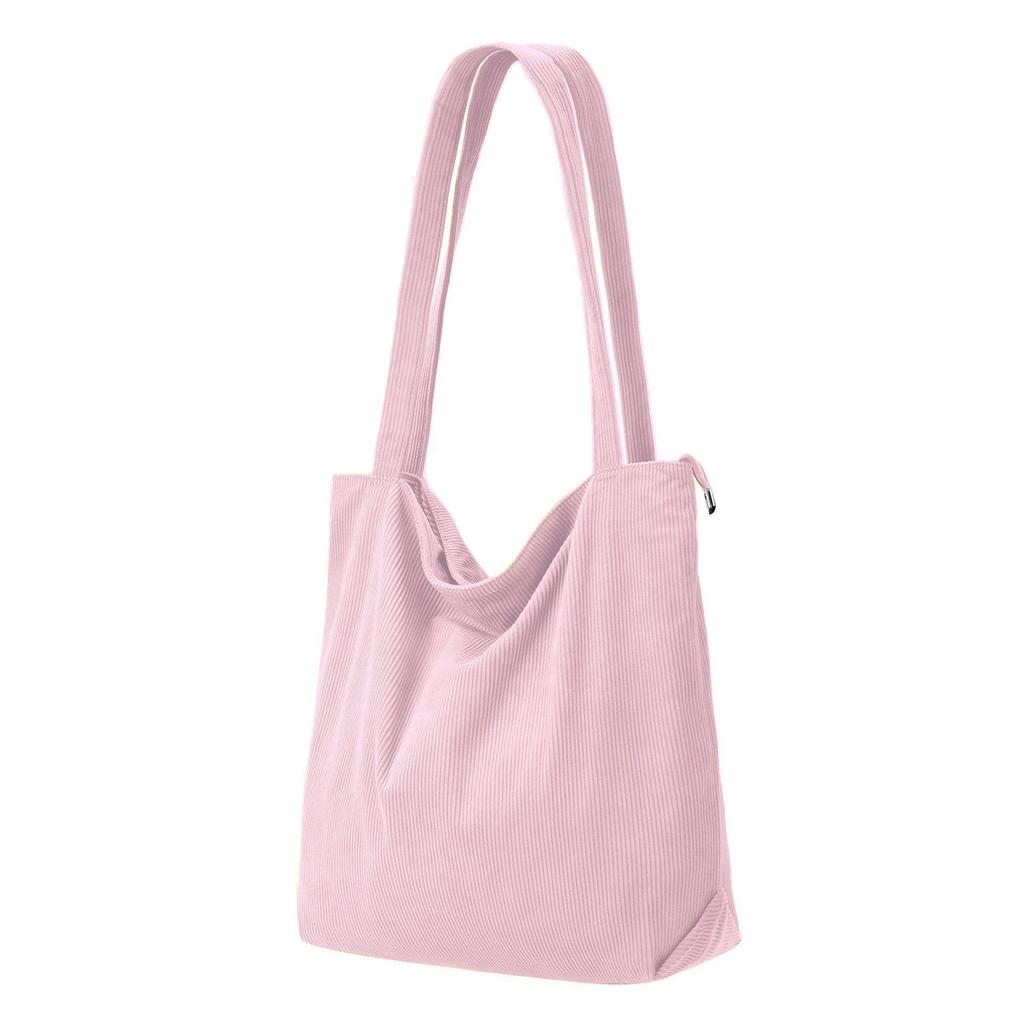Corduroy Canvas Tote Bag - Large Capacity, Korean Style, Plush Single Shoulder Bag