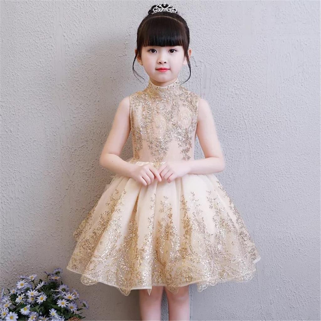 VIISEN Formální Perfektní pro a Klavírní Velikosti Délka Dětské Šaty, Svatby, Koncerty, Večírky, Recitály, 100-160 (Černá, 130)