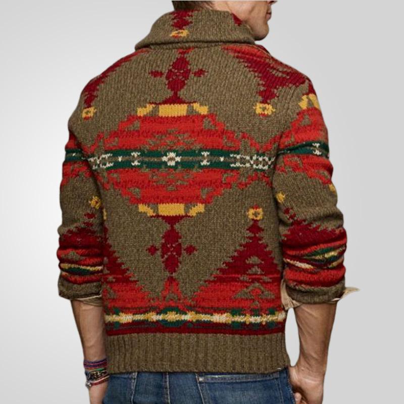 Herren-Pullover mit langen Ärmeln und Schalkragen, lockere Passform, lässig, weich, warm, grob gestrickt, Herbst/Winter, V-Ausschnitt, Strickoberteile, Pullover für Männer