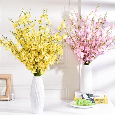 Simulering Kort Dansende Orkide, Simuleringsblomst Hjeminnredning Hotelldekorasjon Falsk Bukett, Tregrenet Oncidium Phalaenopsis