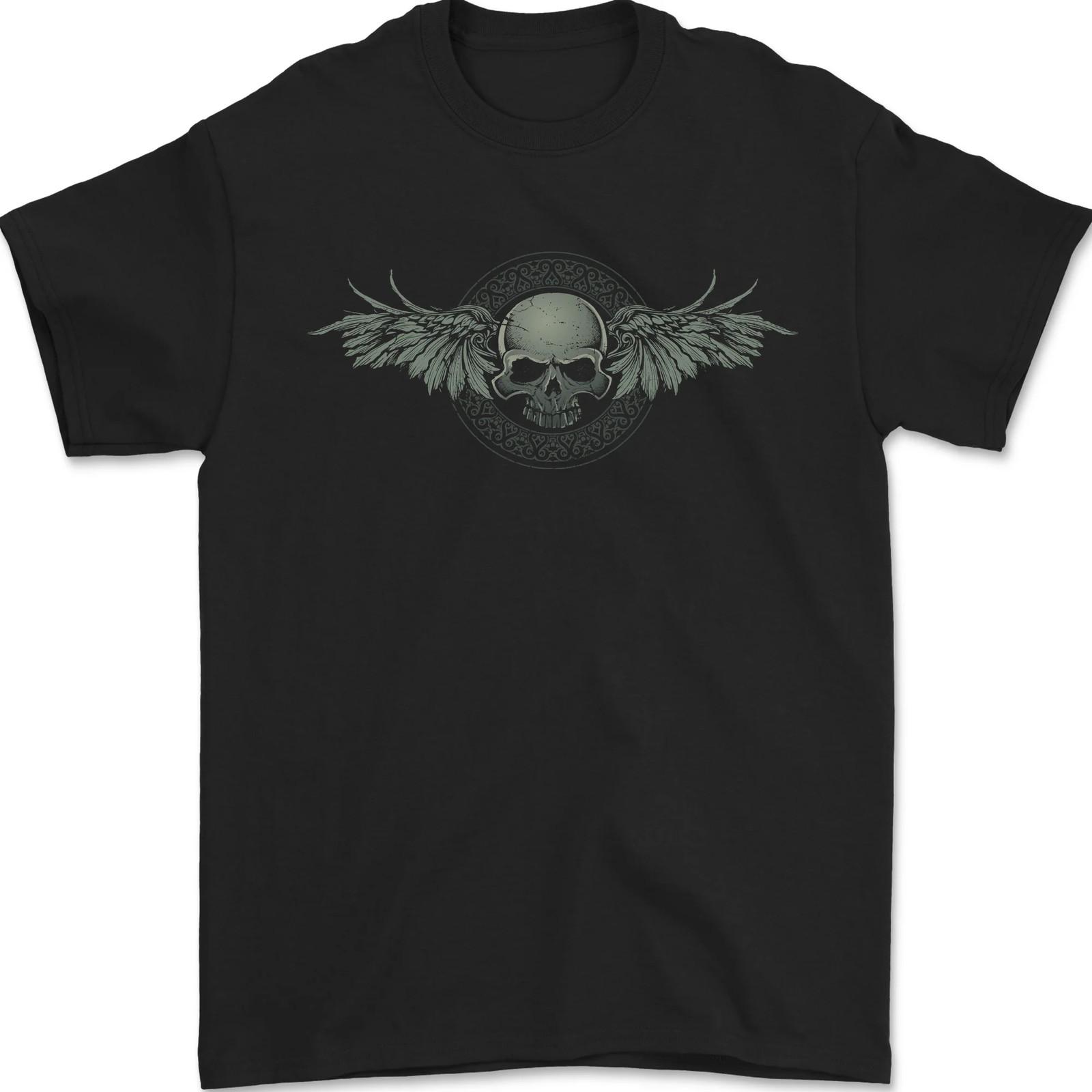 A Tribal Skull With Wings Gothic Goth Rock Music Mens T-shirt Cotton M