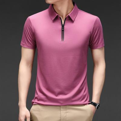 Camicie da uomo fresche in seta di ghiaccio top casual a maniche corte camicie con risvolto magliette sottili da uomo camicie POLO a maniche corte da uomo