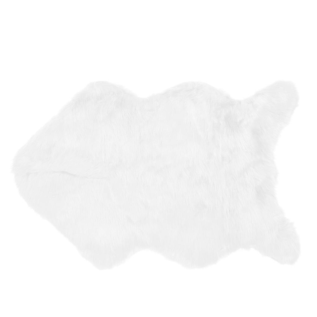 Teppich aus Kunstschaffell, weicher Teppich, Bereichsteppich für Schlafzimmer, Sofa, Boden, Wohnzimmer, Dekoration, Weiß
