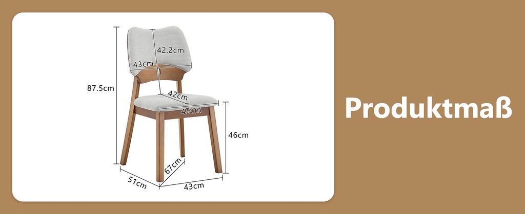 Set of 2 Dining Chairs with Butterfly Backrest, Modern Wood Chairs with Padded Seat, Design Kitchen Chairs for Dining Room Living Room, Without Table