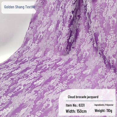 Nowa Chińska Brokatowa Satynowa Tkanina na Sukienkę Cheongsam z Krajobrazem