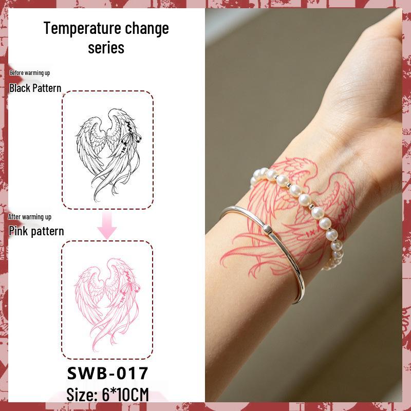 Temperature-Sensitive Succubus Finger Color-Changing Waterproof Tattoo Sticker - Cute Cartoon Design