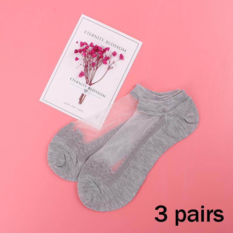 3 Pairs New Elegant Women Girls Cotton Comfortable Solid Dot Spring Summer Wear Low Ankle Invisible Elastic Short Socks