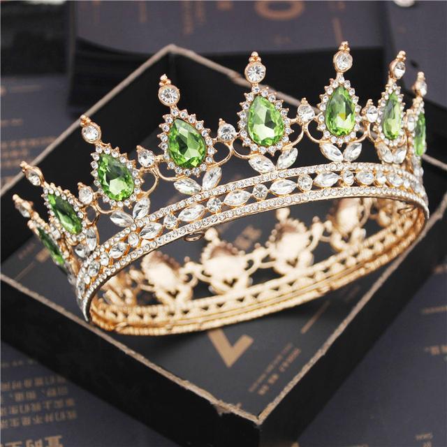 Bride Royal Purple Crystal Queen King Tiaras and Crowns Bridal Pageant Diadem Head Ornament Wedding Hair Jewelry Accessories