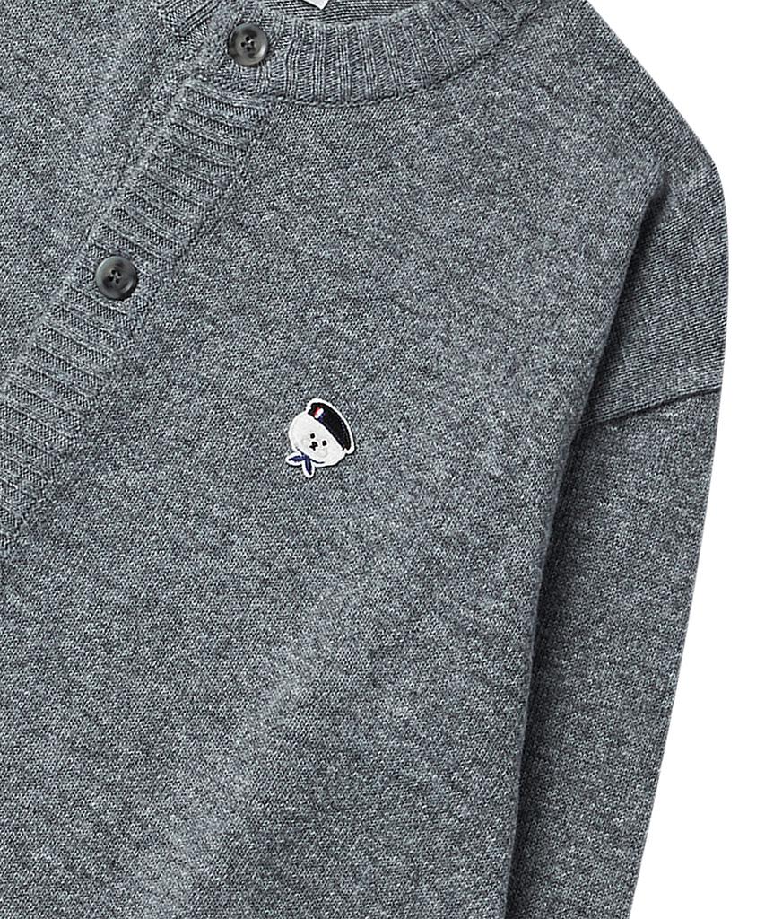 Beyond Closet Ilp Signature Wappen Soft Touch Round Cardigan Gray