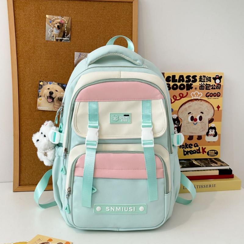 High-value Burden-reducing Schoolbag Female College Student, Contrasting Color Large-capacity Backpack Male Junior High School Niche Backpack