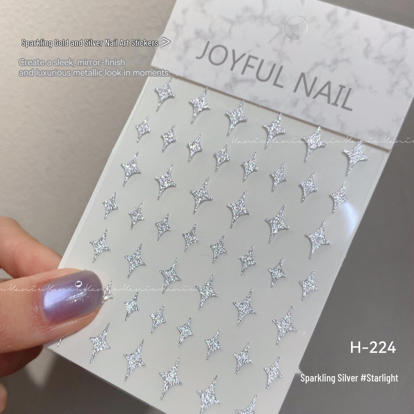 Silver Rhinestone Butterfly Nail Stickers: Laser Reflective Stars, Snowflakes, Hearts