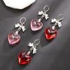 Sweet Cool Bowknot Earings Glass Love Heart Dangle Earrings Pendant Ear Rings Jewelry Punk Accessory for Women and Girls