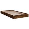 VidaXL Bed Frames Smoked Oak 100x200 Cm Engineered Wood, Bedroom Furniture, Slatted Base, Pallet Bed, Bed, Bed 842060