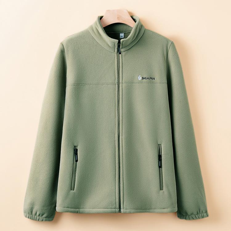 

New Granular Fleece Jacket Spring and Autumn Fleece Thickened Warm Cardigan Middle-aged and Elderly Women s Top 5XL зелёный
