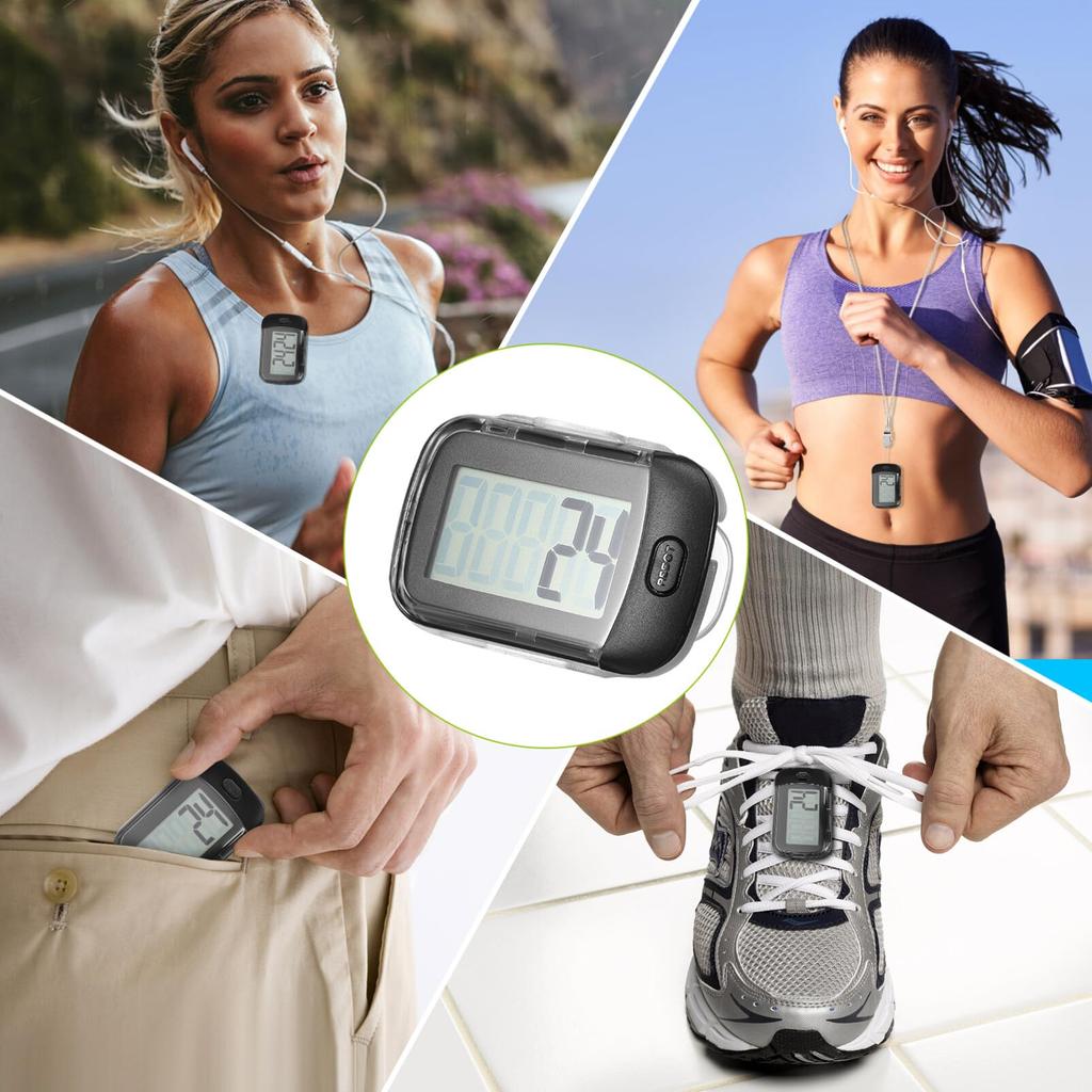 Frcolor Pedometer for Seniors, 3D Sensor, Digital, Large Screen, Clear Display, Compact, Calorie Burner, Running, Walking, Contests, Climbing Stairs