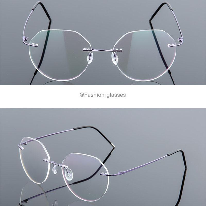 

Polygon Foldable Flexible Ultra Light Titanium Alloy Myopia Eyeglasses Rimless Optical Glasses -0.5 -0.75 -1.0 -1.5 To -6.0 Myopia -6.0