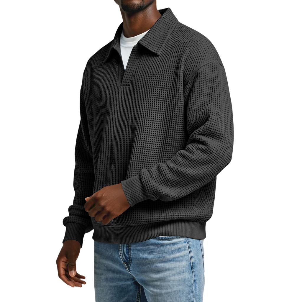 Men's Collarless Casual Sweatshirt Without Buttons
